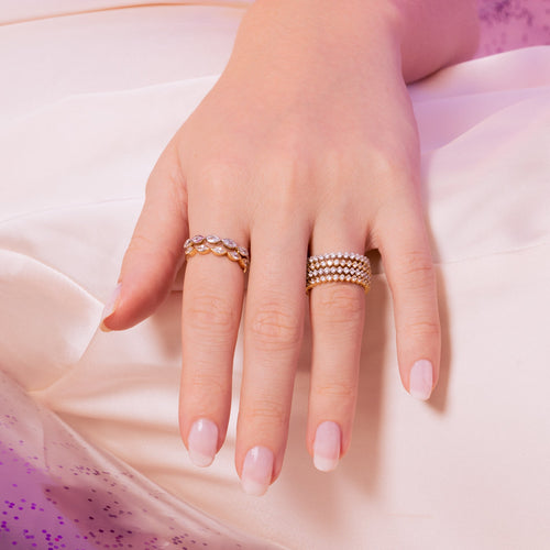 Marquise Bar CZ Gold Ring