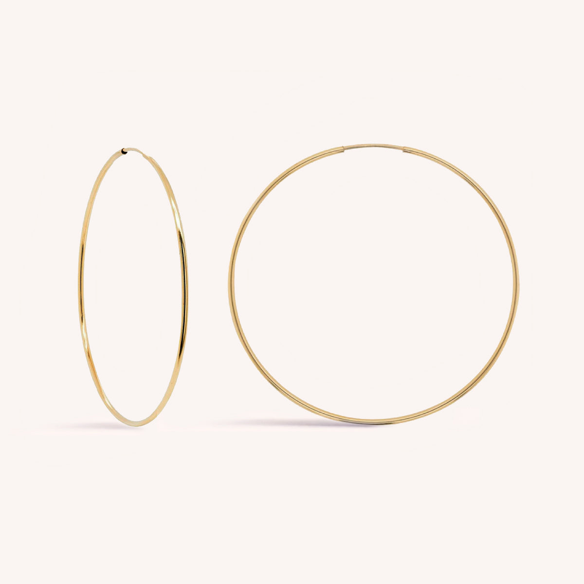14K Solid Gold Endless Big Hoop Earrings