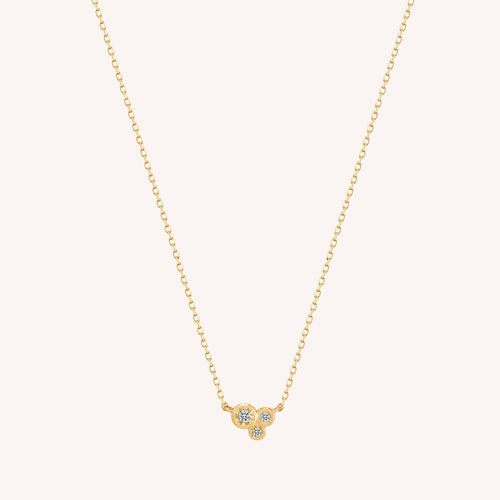 14K Solid Gold Trio Solitaire Diamond Necklace