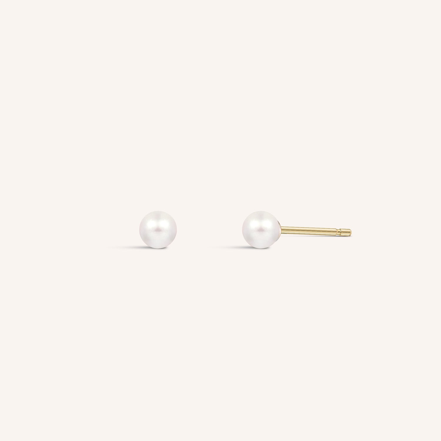 14K Solid Gold Baby Pearl Stud Earrings