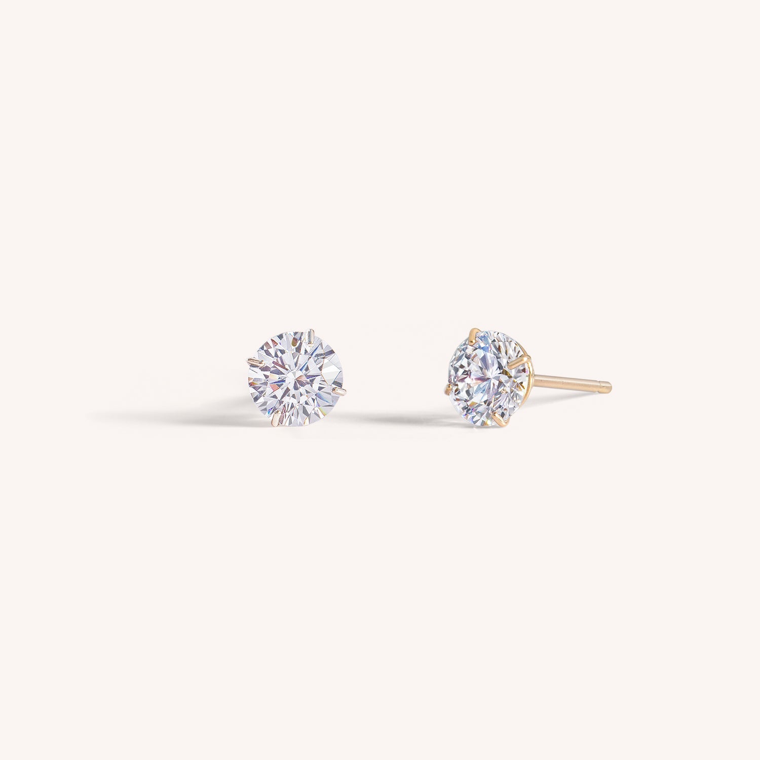 14K Solid Gold Small Solitaire Stud Earrings 5mm