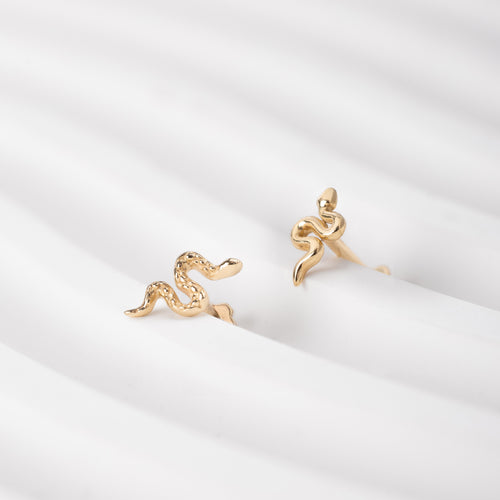 14K Solid Gold Serpent Internal Threaded Labret Earring