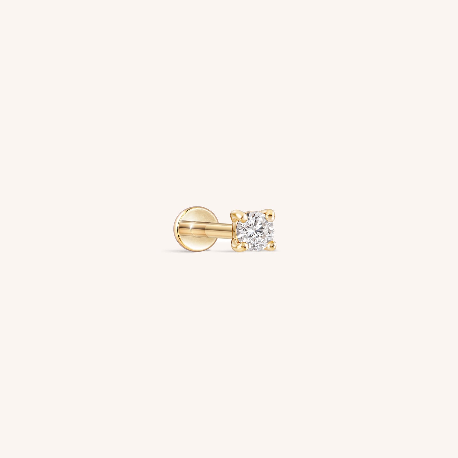 14K Solid Gold Mini Diamond Threaded Labret Earring
