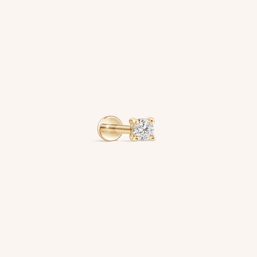 14K Solid Gold Mini Diamond Threaded Labret Earring