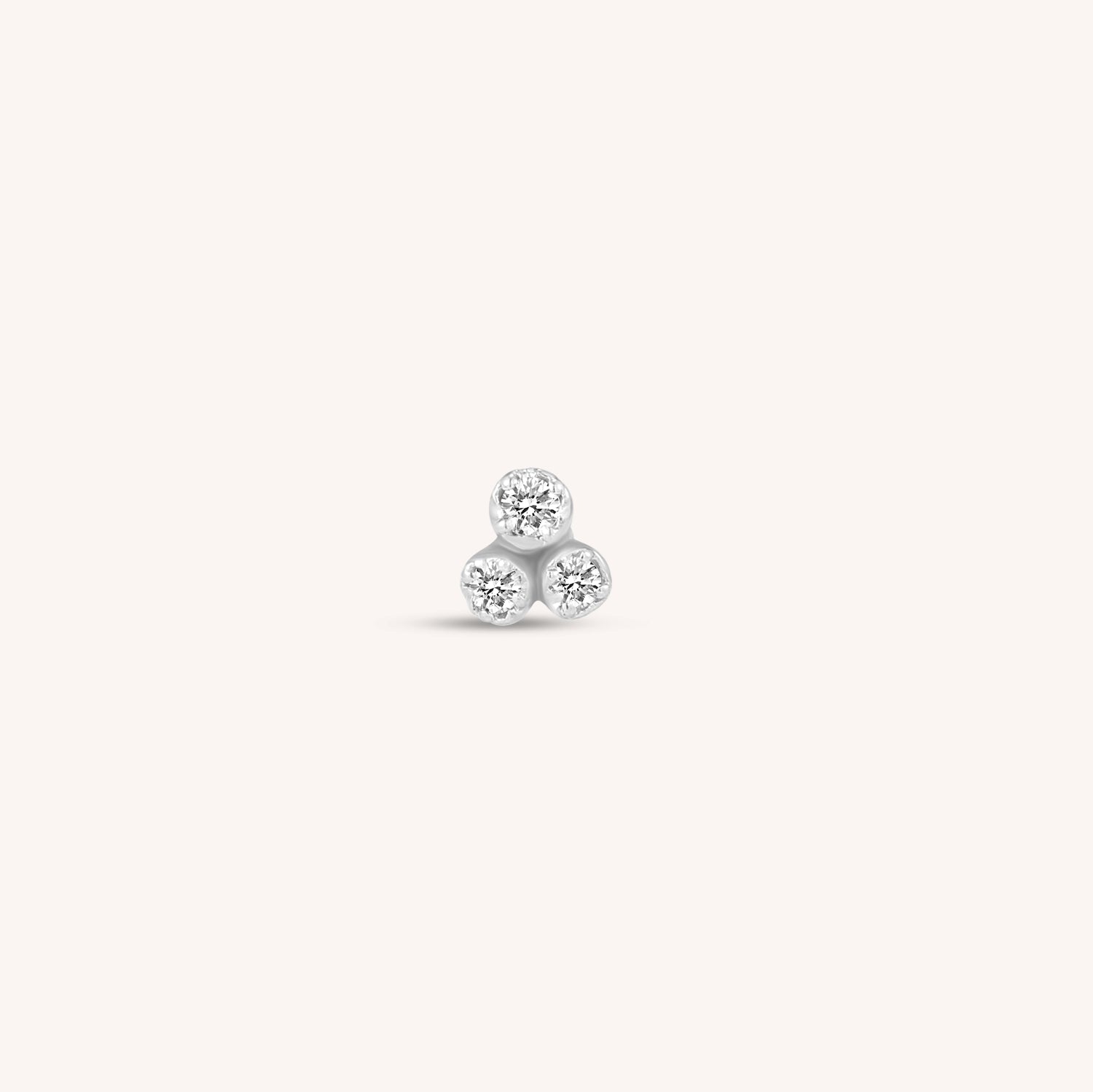 14K Solid Gold Trinity Shiny Diamond Threaded Labret