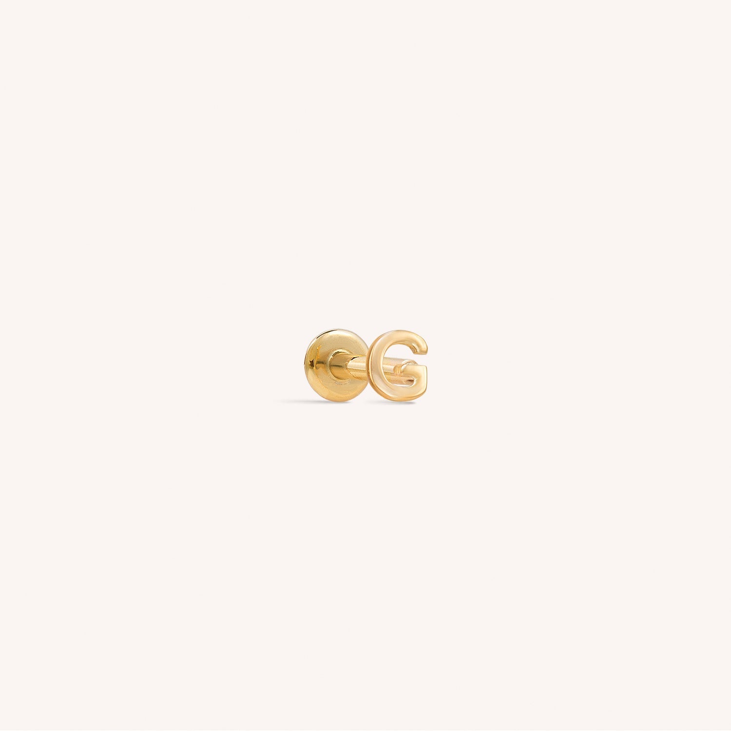 14K Solid Gold Mini Alphabet Flatback Earring