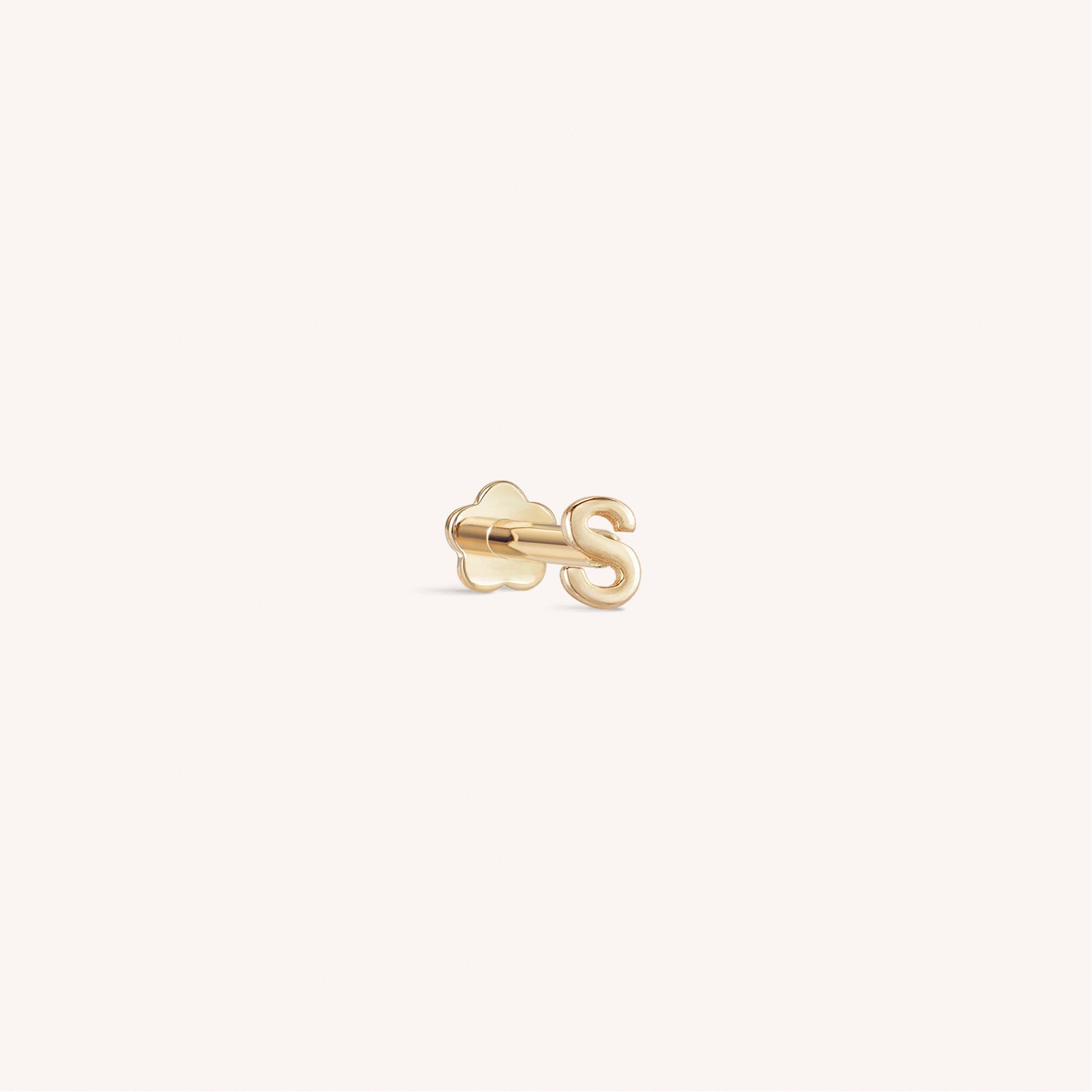 14K Solid Gold Mini Alphabet Flatback Earring