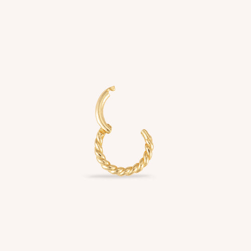14K Solid Gold Twist Rope Small Clicker 8mm