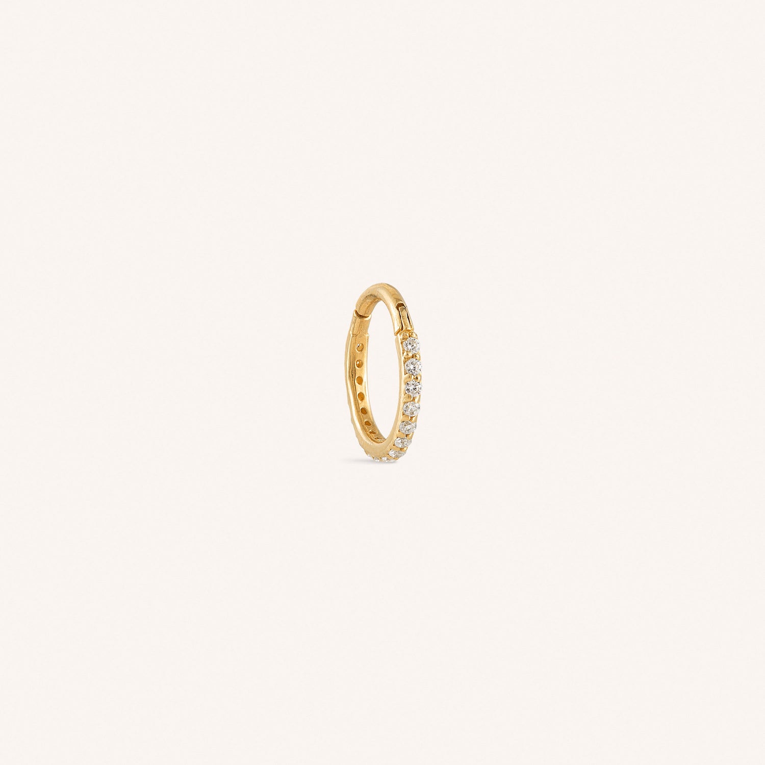14K Solid Gold Eternity Hoop Earring 8mm