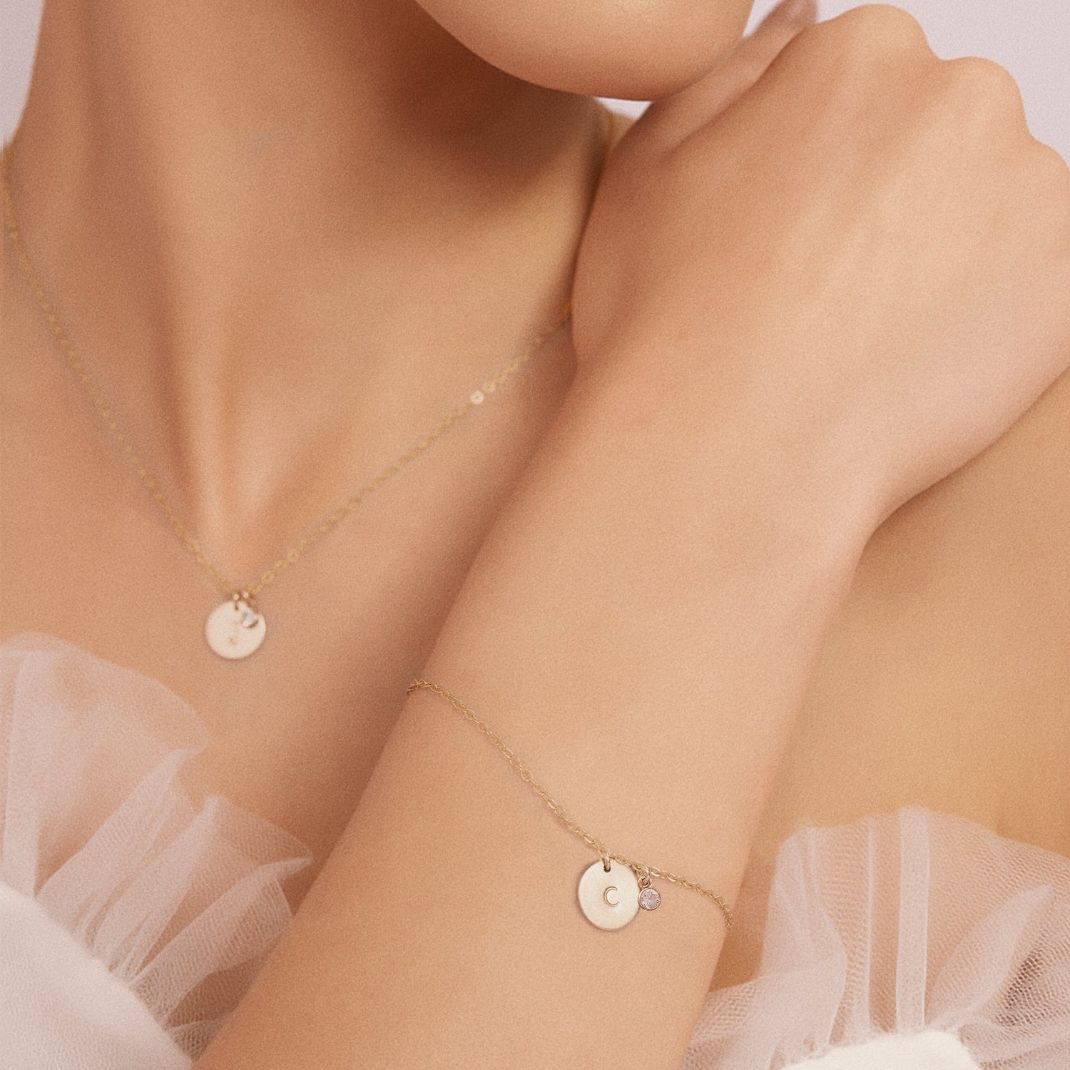 Personalized Birthstones Bezel Disc Bracelet