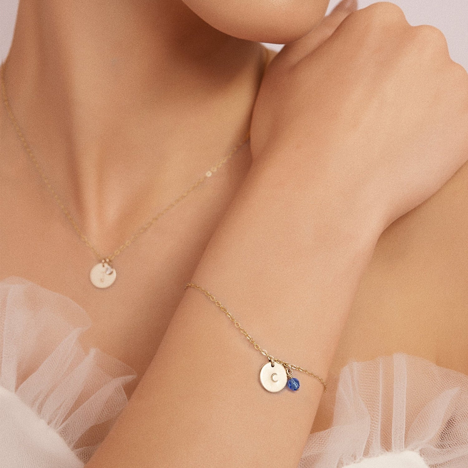 Personalized Birthstones Crystal Disc Bracelet