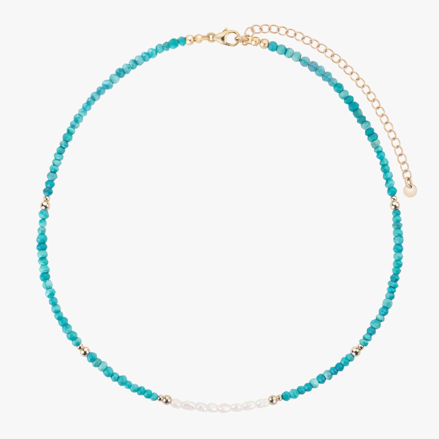 Turquoise Wave Pearly Beaded Necklace