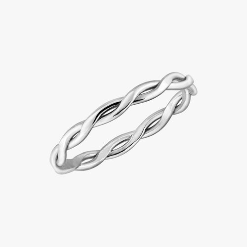 Braided Skinny Ring Silver