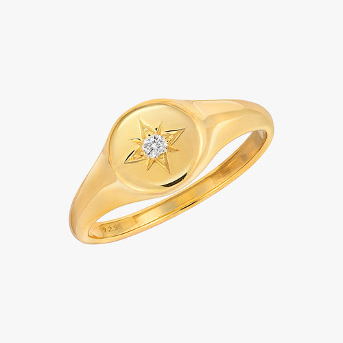 Star Signet Ring Gold