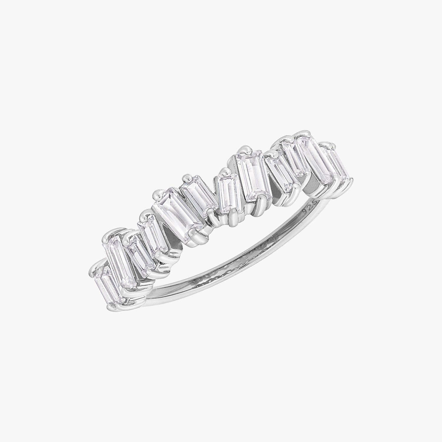 Embellished Baguette Ring Silver