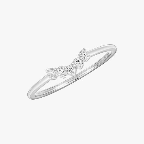 Minimal Chevron Pave Ring Silver