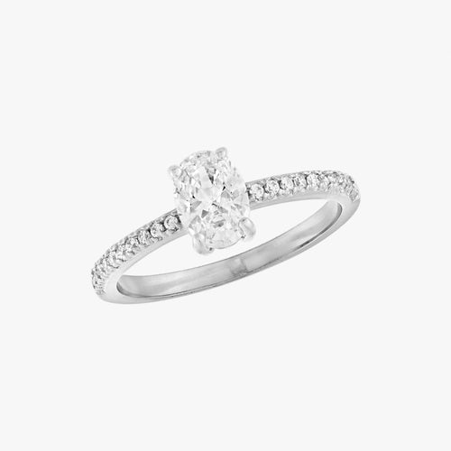 Oval Solitaire Silver Ring