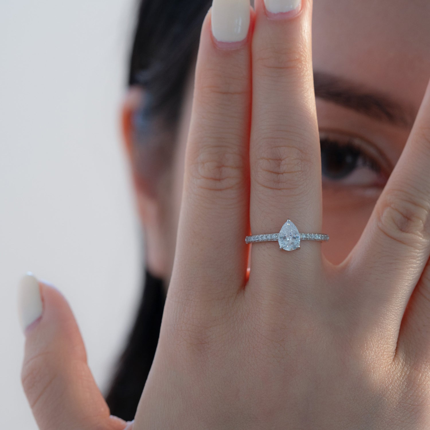 Teardrop Pave Ring Silver