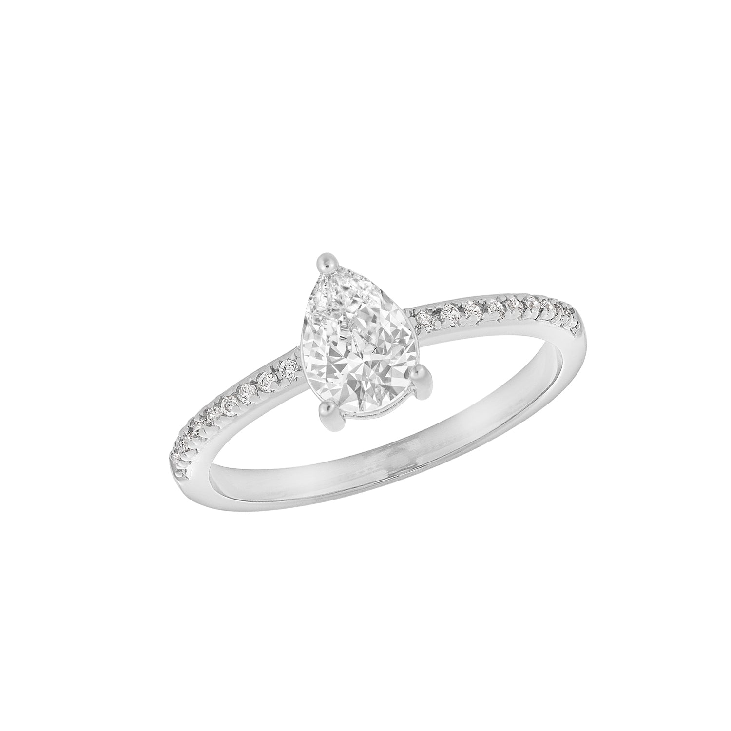 Teardrop Pave Ring Silver