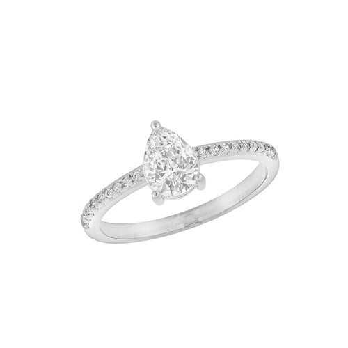 Teardrop Pave Ring Silver
