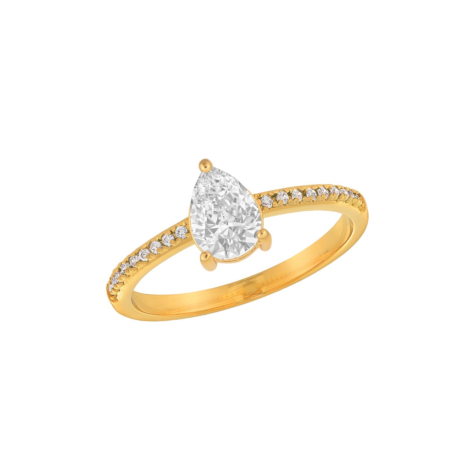 Teardrop Pave Ring Gold