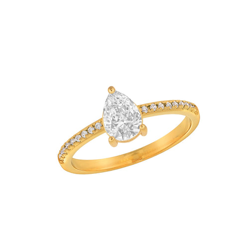 Teardrop Pave Ring Gold