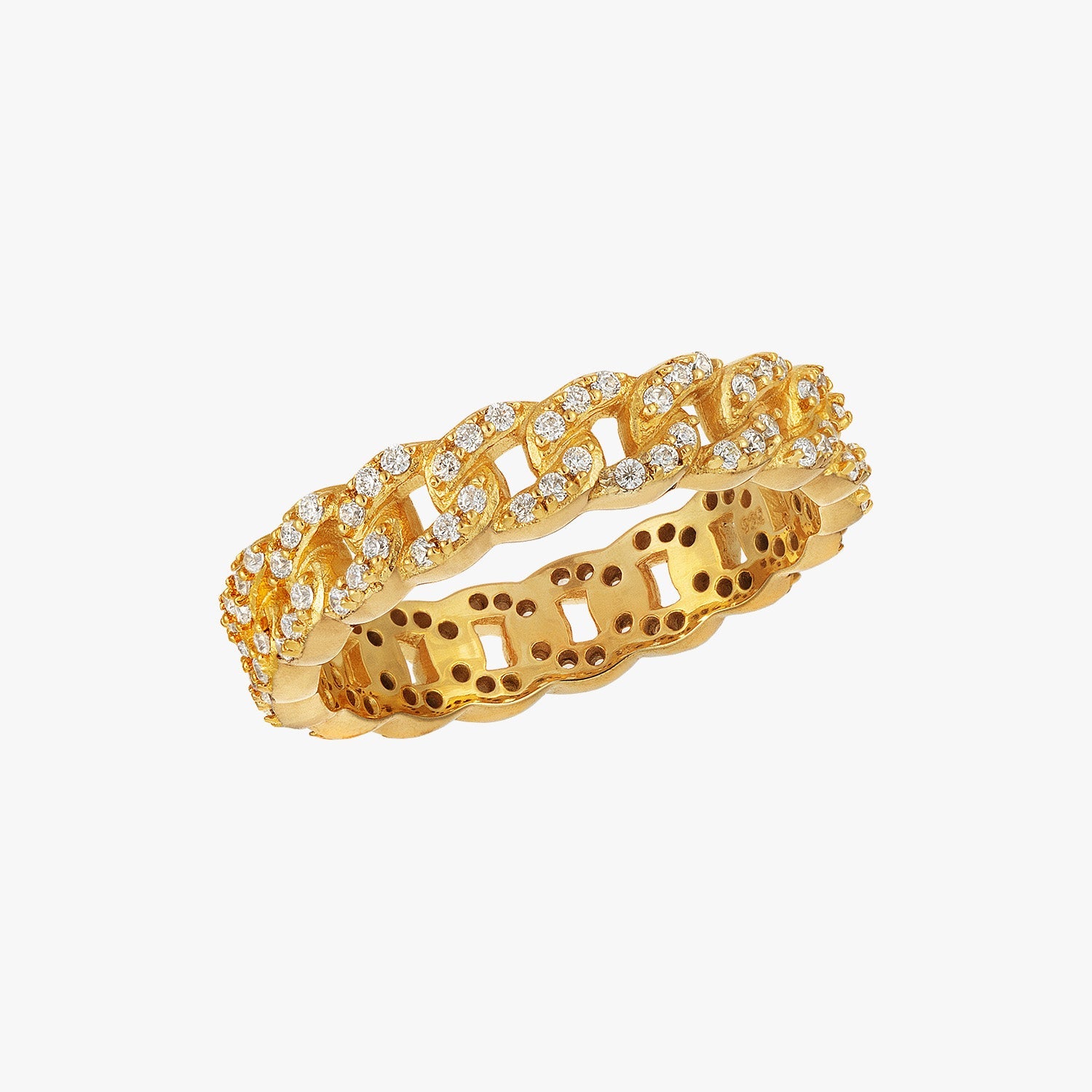 Intertwined Gold Chain CZ Ring