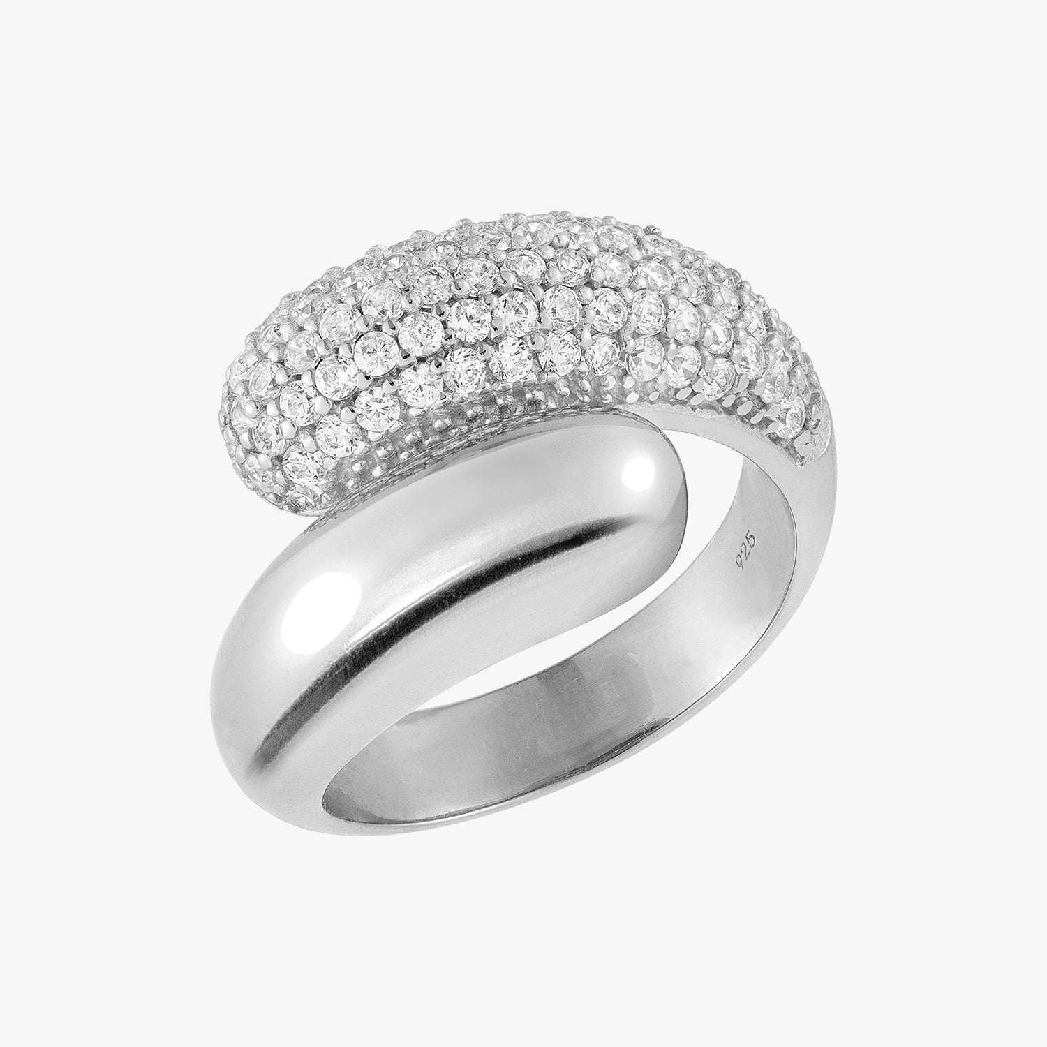 Pave Twin Dome Ring Silver
