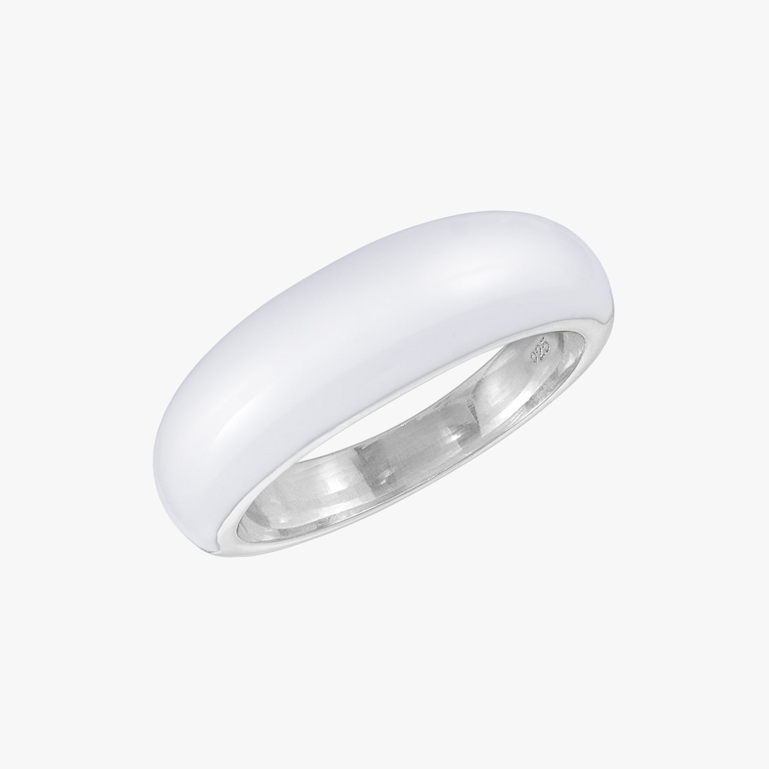Pearl White Enamel Dome Ring