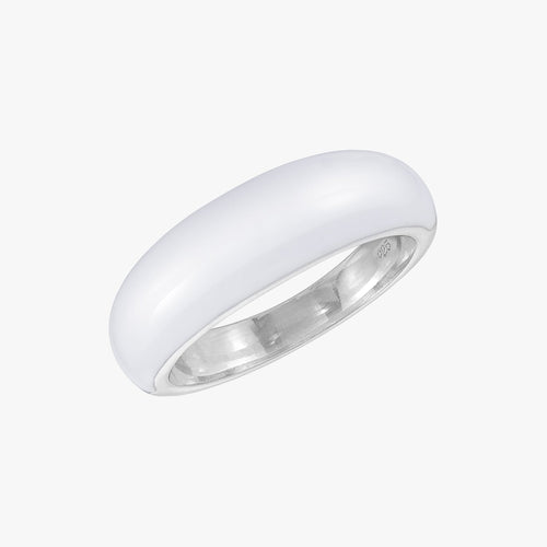 Pearl White Enamel Dome Ring
