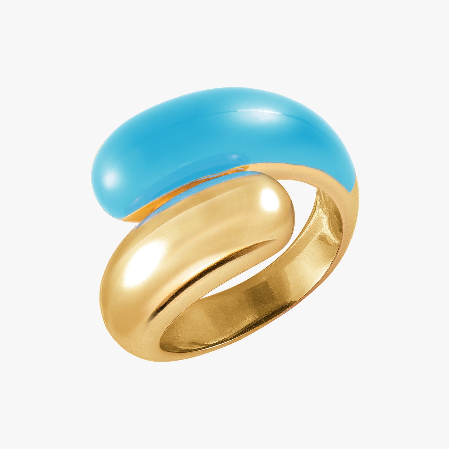 Twin Dome Sky Blue Enamel Ring