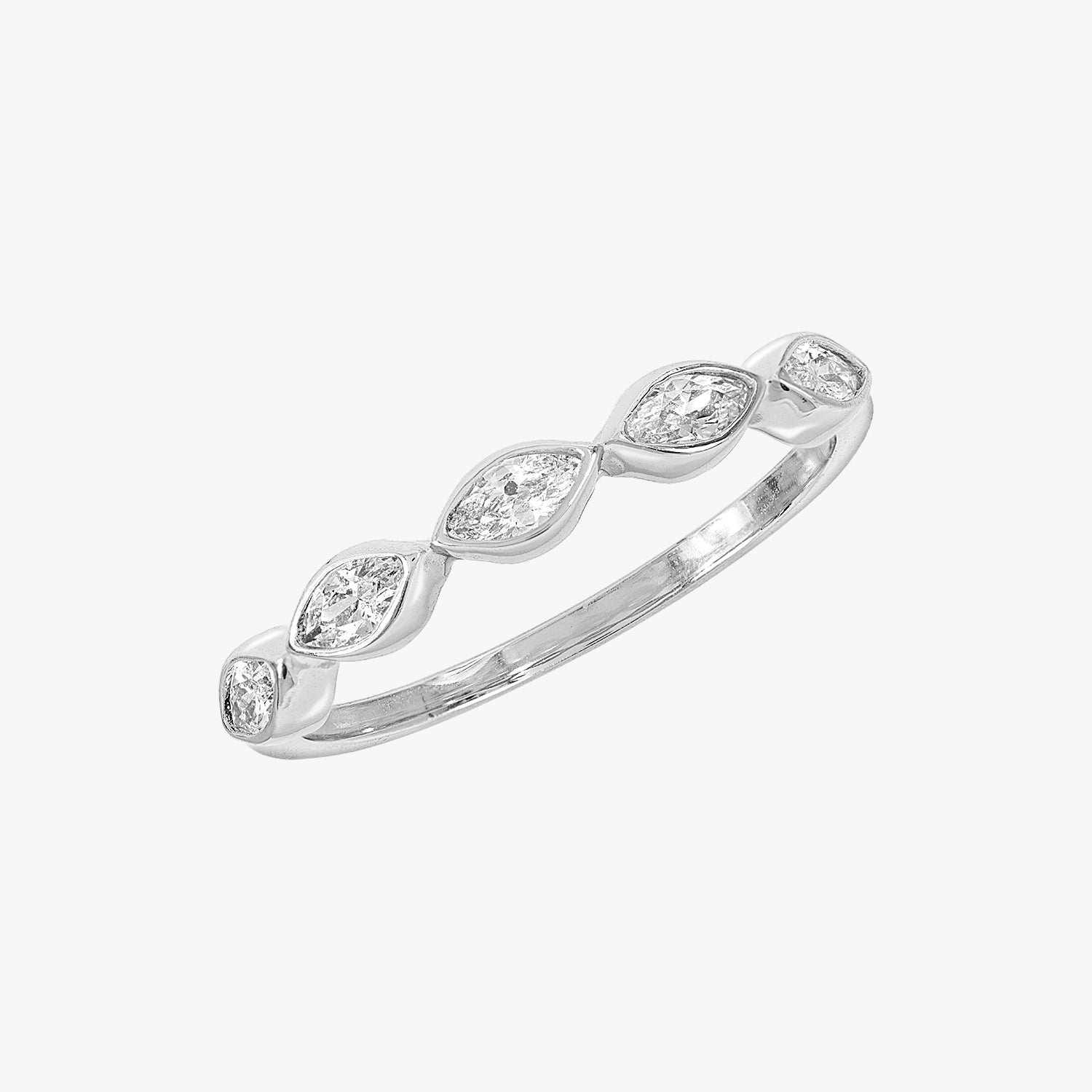 Marquise Bar CZ Silver Ring
