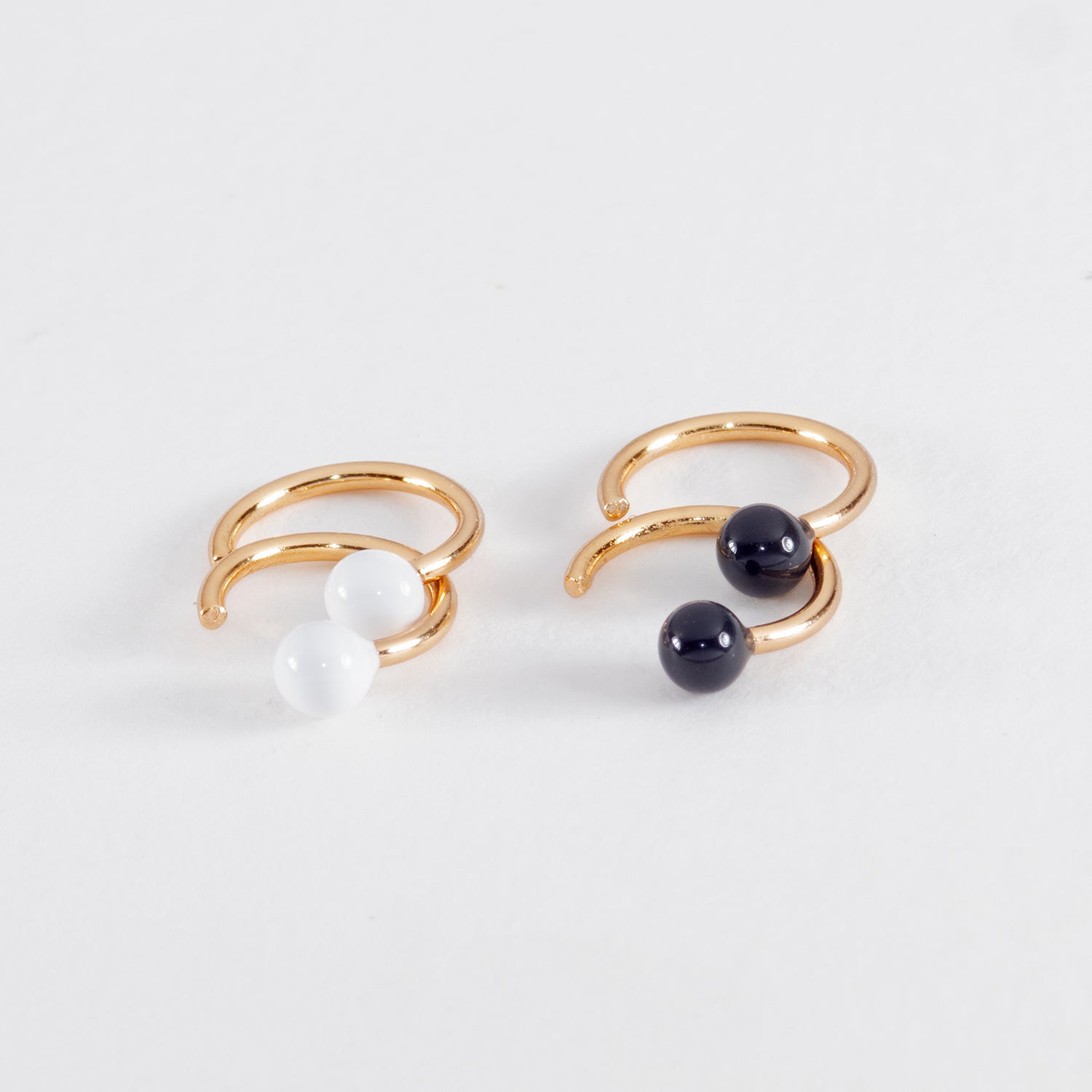 Baby Ball White Enamel Huggie Earrings