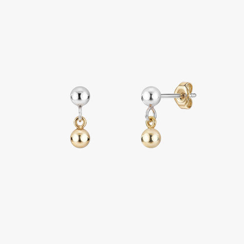 Mini Ball Two Tone Stud Earrings