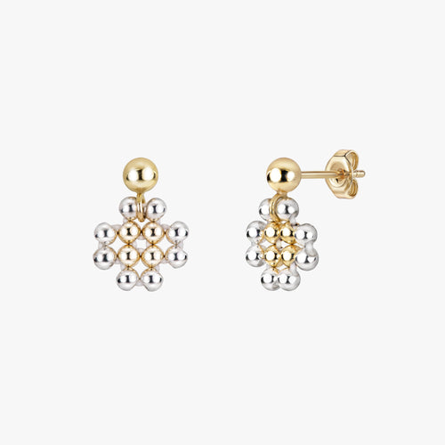 Beaded Two Tone Pixelis Stud Earrings