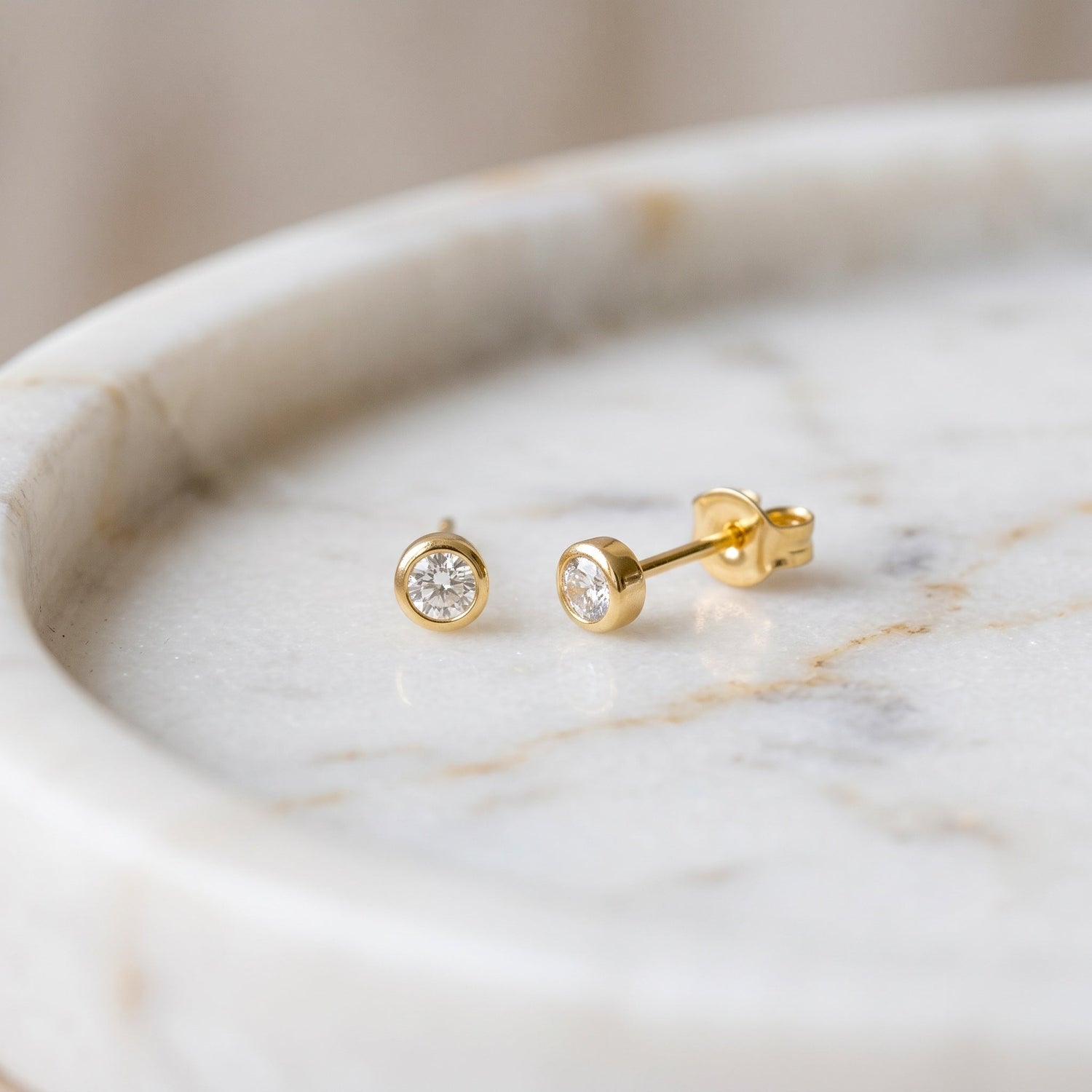 Mini Bezel Stud Earrings