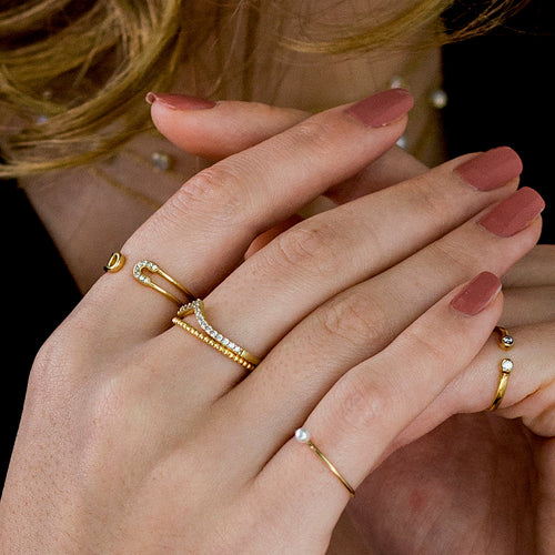 Luxe Pave Safety Pin Ring Silver