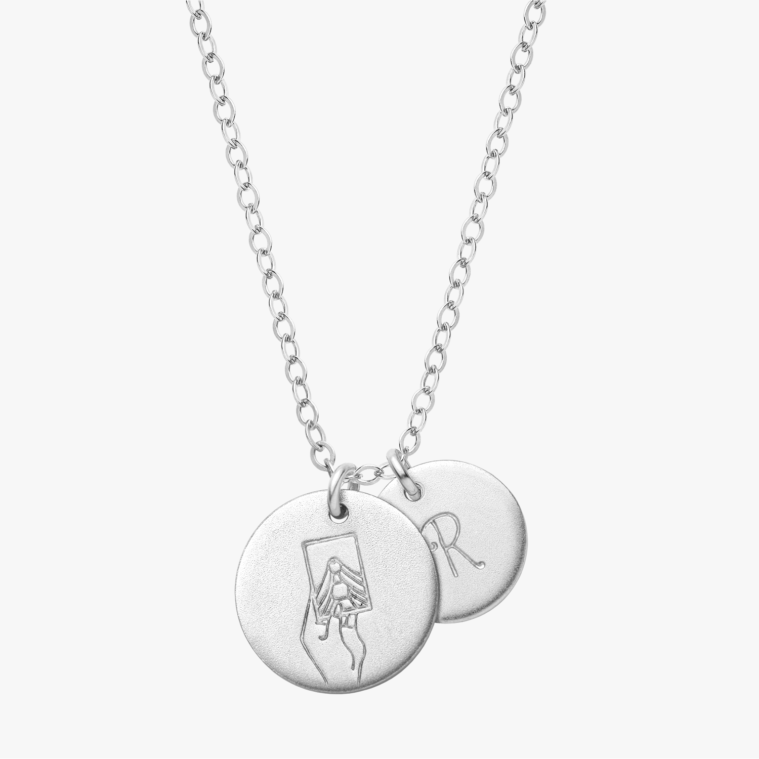 Personalized Tarot Initial Necklace Silver
