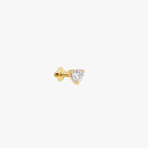 Heart Prong Set Internal Threaded Micro Labret