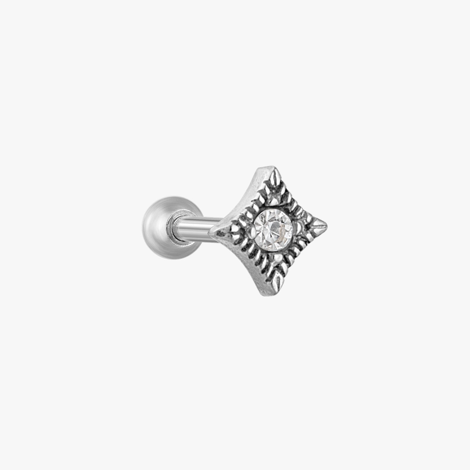 Vintage CZ Rhombus Jeweled Micro Barbell