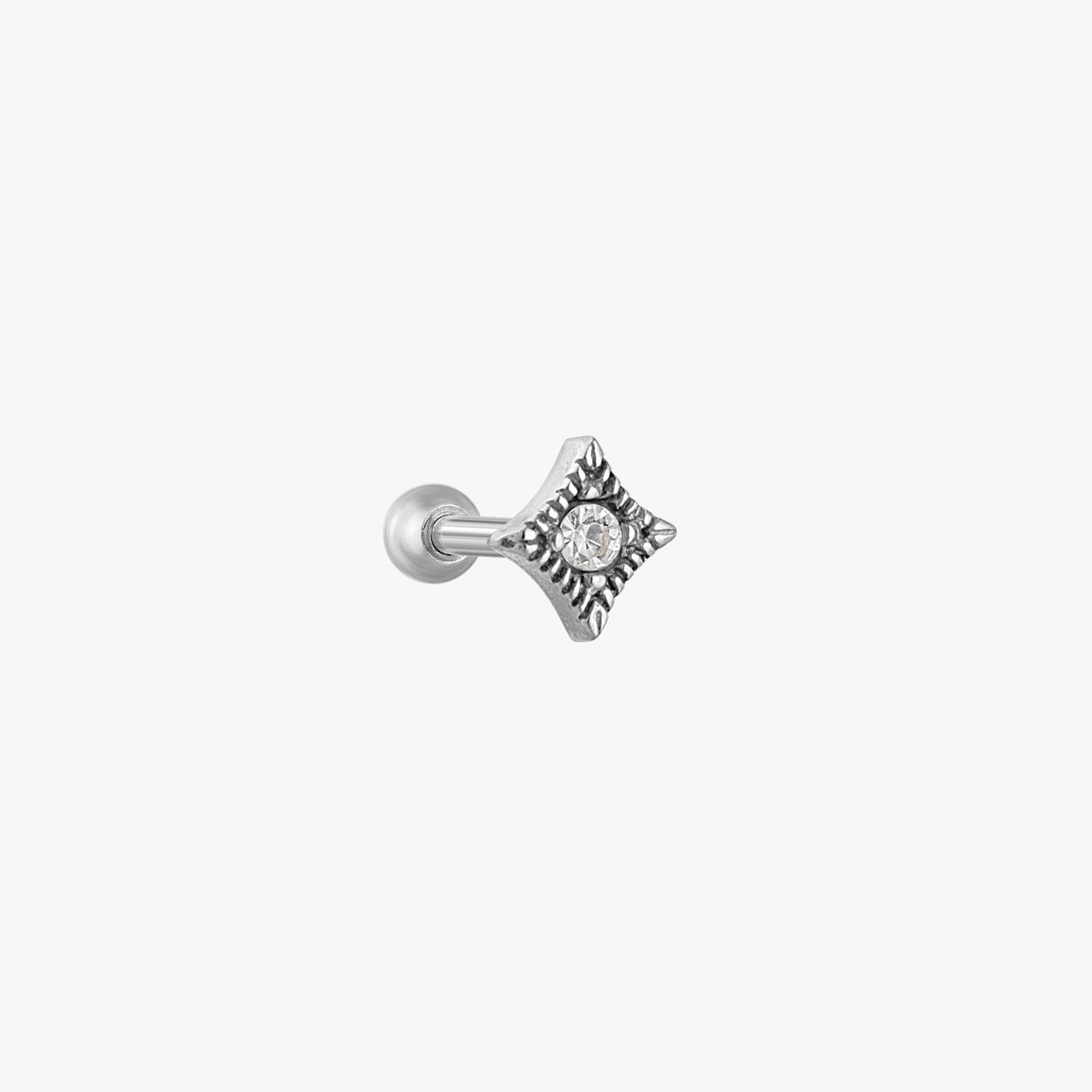 Vintage CZ Rhombus Jeweled Micro Barbell