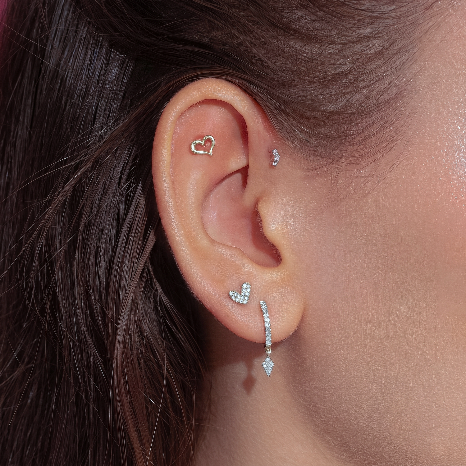 14K Solid Gold AdmireMe Diamond Flatback Earring