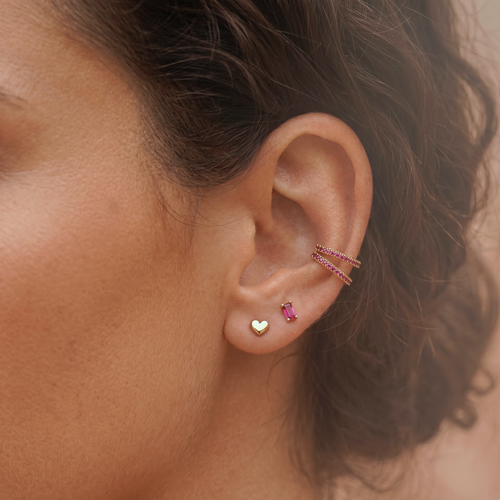 Ruby Baguette Stud Earrings