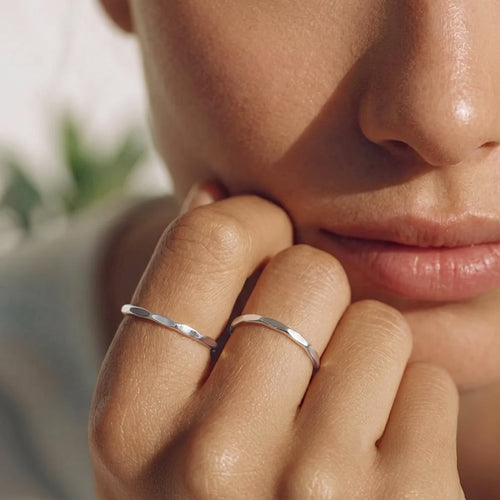Hammered Band Ring Silver