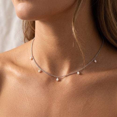 Tiny Pearly Rolo Chain Choker