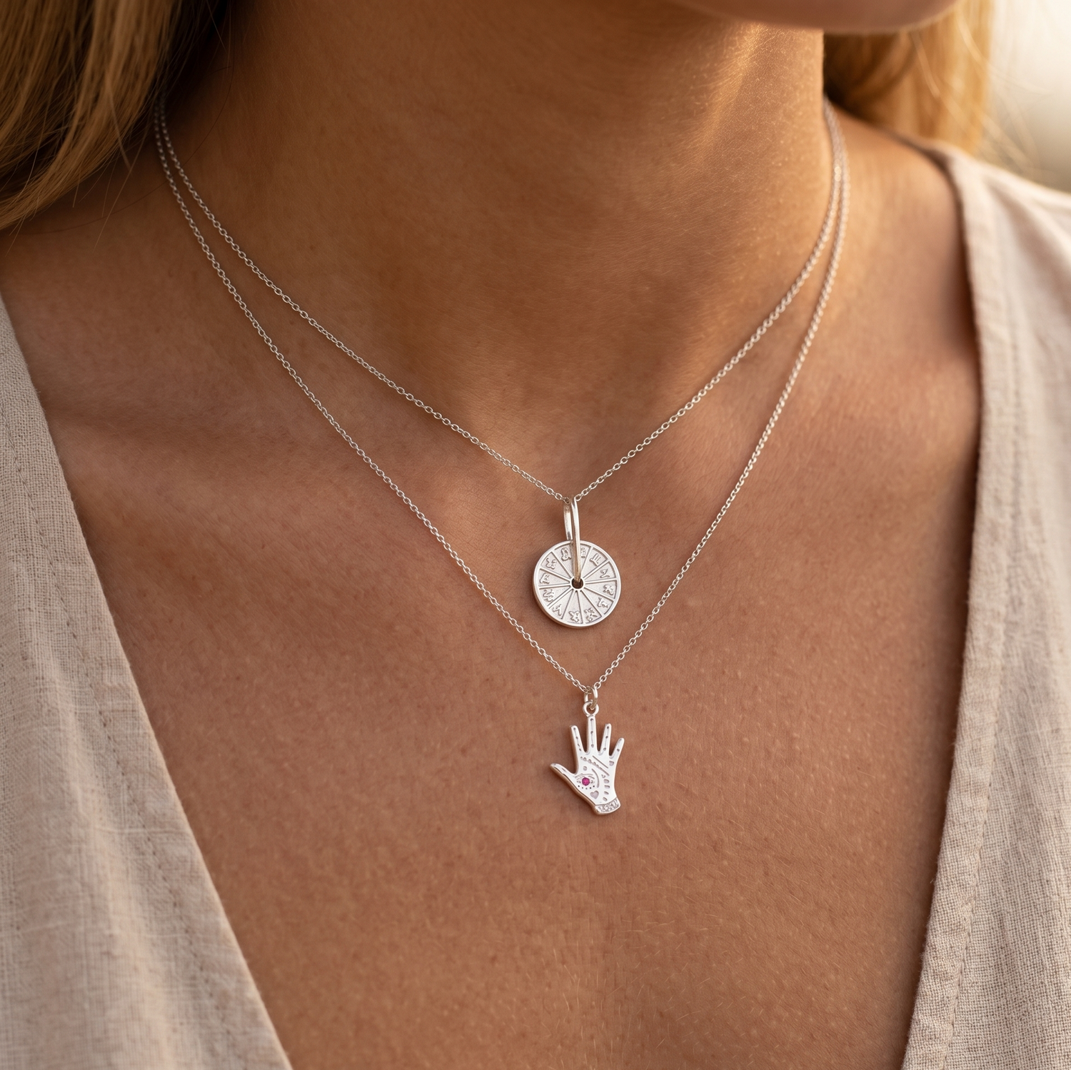 Amulet Wheel Charm Necklace