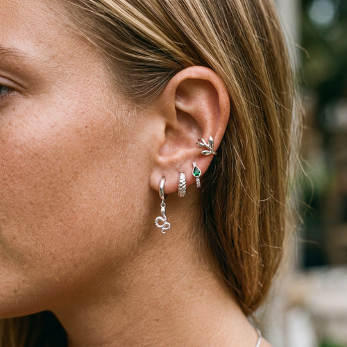 Textured Snake Hoop Earrings