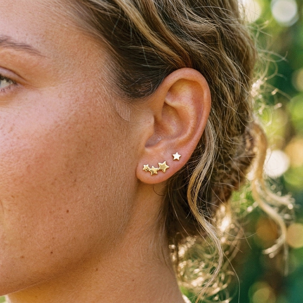 Triple Star Flatback Earring