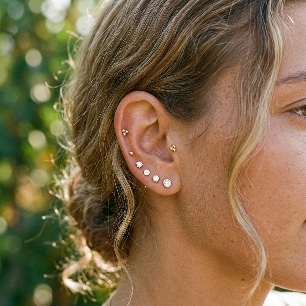14K Solid Gold Flat Disc Threaded Labret Earring