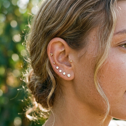 14K Solid Gold Flat Disc Threaded Labret Earring